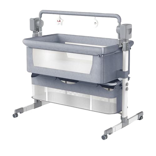 Sianldcone Faltbar Beistellbett Baby, Multifunktional Babybett, Höhenverstellbar Stubenwagen Baby, Babys Reisebett Mit Matratze (601 Mid Grey) von Sianldcone