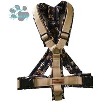 Hundegeschirr Blätter Gold Beige | Geteilter Bruststeg Verstellbares, Handgemachtes Y-Geschirr Für Hunde von SibasHundewelt