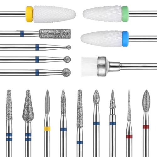 Sibba 17-Teiliges Nagelbohrer Bits Set 3/32" 2.35mm Entfernen Nagelhaut Kit Nagelfräser Cuticle Fräser Bit Schleifkörper für Gelnägel Maniküre Pediküre Acryl Schleifköpfe Hartmetall Maschine Zubehör B von Sibba