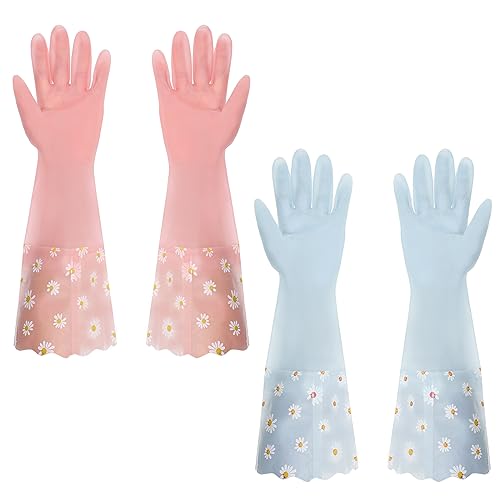 Sibba 2 Paar Wasserdichte Handschuhe Zum Geschirrspülen Wäschewaschen Lange Bündchen Und Beflocktes Futter Rutschfeste Gummi Küchenhandschuhe Wiederverwendbare Garten Und Haushaltshandschuhe Sibba 2 Paar Wasserdichte Handschuhe Zum Geschirrspülen Wäschewaschen Lange Bündchen Und Beflocktes Futter Rutschfeste Gummi Küchenhandschuhe Wiederverwendbare Garten Und Haushaltshandschuhe von Sibba