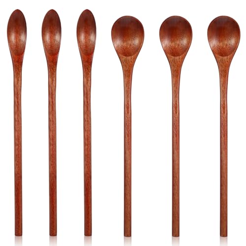 Gjinxi 6PCs Holzlöffel Klein Suppenlöffel Haferbrei Löffel Kaffee Löffel Set Esslöffel Wooden Spoon Schokolade Honiglöffel für Tee Honig Zucker Kleine Servierlöffel Mischen Rühren Kochen Küchenzubehör von Sibba