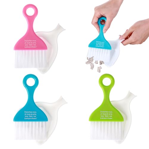 Sibba Mini Kehrschaufel Set Bürste 3Pcs Tisch Kehrbesen Kleine Kehrschaufel Tiny Dust Pans mit Bürste Tastaturfeger Kehrschaufeln Tischreinigung Tragbare Kehrschaufel für Auto Arbeitsplatte Nest von Sibba