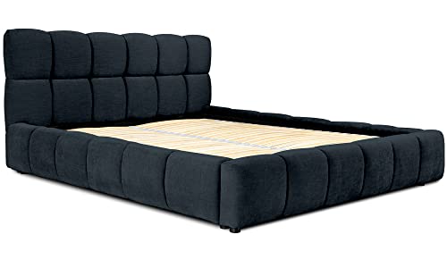 Siblo Bett 140x200 cm - Modern Polsterbett - Doppelbett mit Bettkasten und Lattenros - Zelda Kollektion - Robust Bett mit Stauraum - Bettgestell aus Holz - Schwarz von Siblo