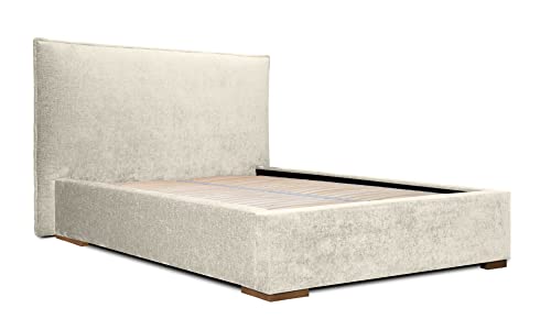 Siblo Bett 160x200 cm - Modern Polsterbett - Doppelbett mit Bettkasten und Lattenros - Harris Kollektion - Robust Bett mit Stauraum - Bettgestell aus Holz - Beige von Siblo
