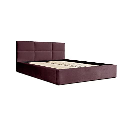 Siblo Bett 160x200 cm - Modern Polsterbett - Doppelbett mit Bettkasten und Lattenros - Malaga Kollektion - Robust Bett mit Stauraum - Bettgestell aus Holz - Rot von Siblo