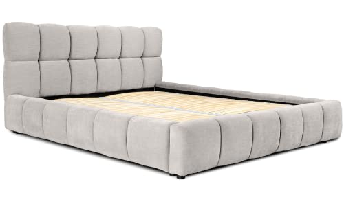 Siblo Bett 160x200 cm - Modern Polsterbett - Doppelbett mit Bettkasten und Lattenros - Zelda Kollektion - Robust Bett mit Stauraum - Bettgestell aus Holz - Grau von Siblo