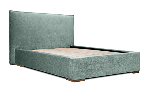 Siblo Bett 180x200 cm - Modern Polsterbett - Doppelbett mit Bettkasten und Lattenros - Harris Kollektion - Robust Bett mit Stauraum - Bettgestell aus Holz - Türkis von Siblo