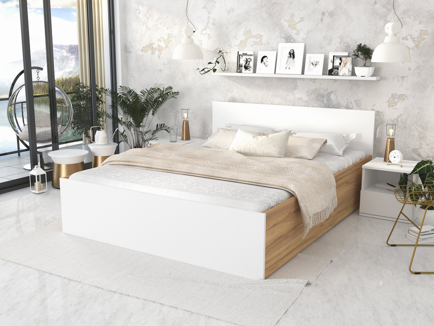 Siblo Bett Milano D (Holzrahmen, Bettzeugbehälter), Möbelplatte von Siblo