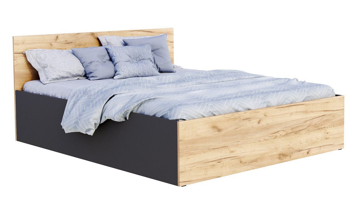 Siblo Bett Napoli (Holzrahmen mit Holzlatten, Bettzeugbehälter), Möbelplatte von Siblo
