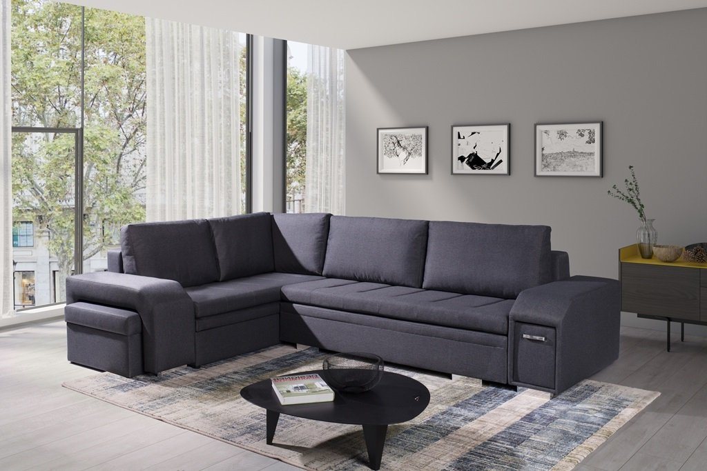 Siblo Ecksofa Ein großes, minimalistisches Ecksofa Adamo mit Schlaffunktion von Siblo