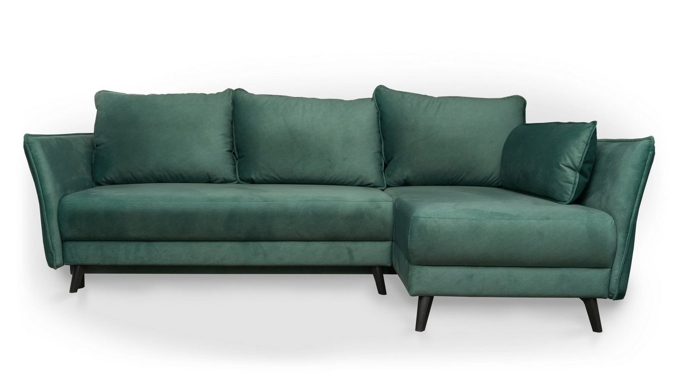 Siblo Ecksofa Ein modernes, ausklappbares Ecksofa Vera im Retro-Stil - Ecksofa mit Schlaffunktion und Bettzeugbehälter - bequemes Ecksofa - Wohnzimmer von Siblo