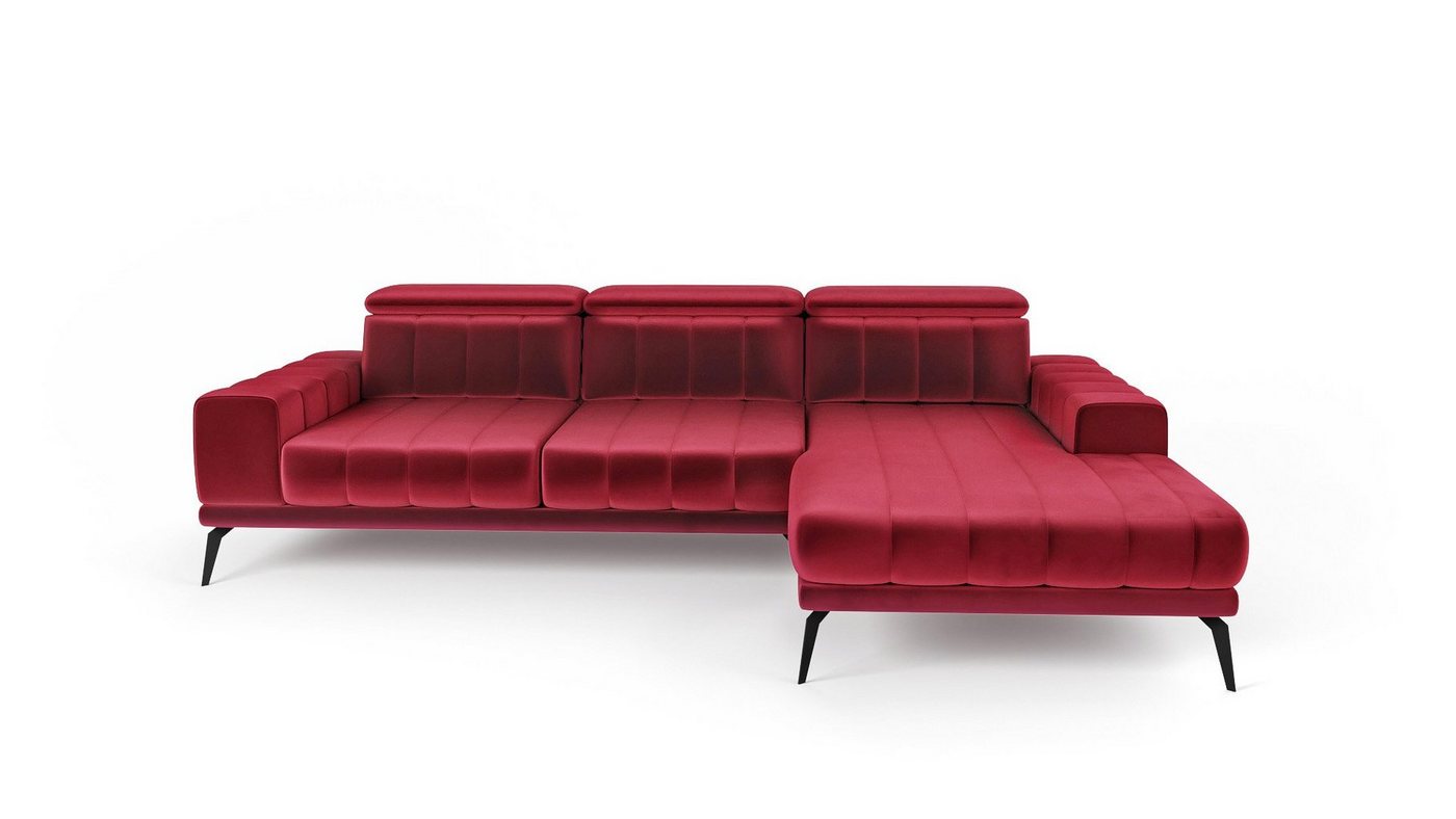 Siblo Ecksofa Ein stilvolles Ecksofa Salvio für ein modernes Wohnzimmer - modernes Ecksofa - verstellbare Kopfstützen - Metallfüße - 278 x 184 x 98 cm - viele Farben von Siblo