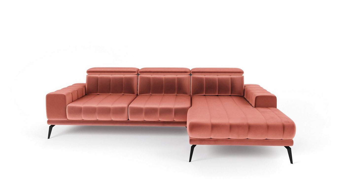 Siblo Ecksofa Ein stilvolles Ecksofa Salvio für ein modernes Wohnzimmer - modernes Ecksofa - verstellbare Kopfstützen - Metallfüße - 278 x 184 x 98 cm - viele Farben von Siblo