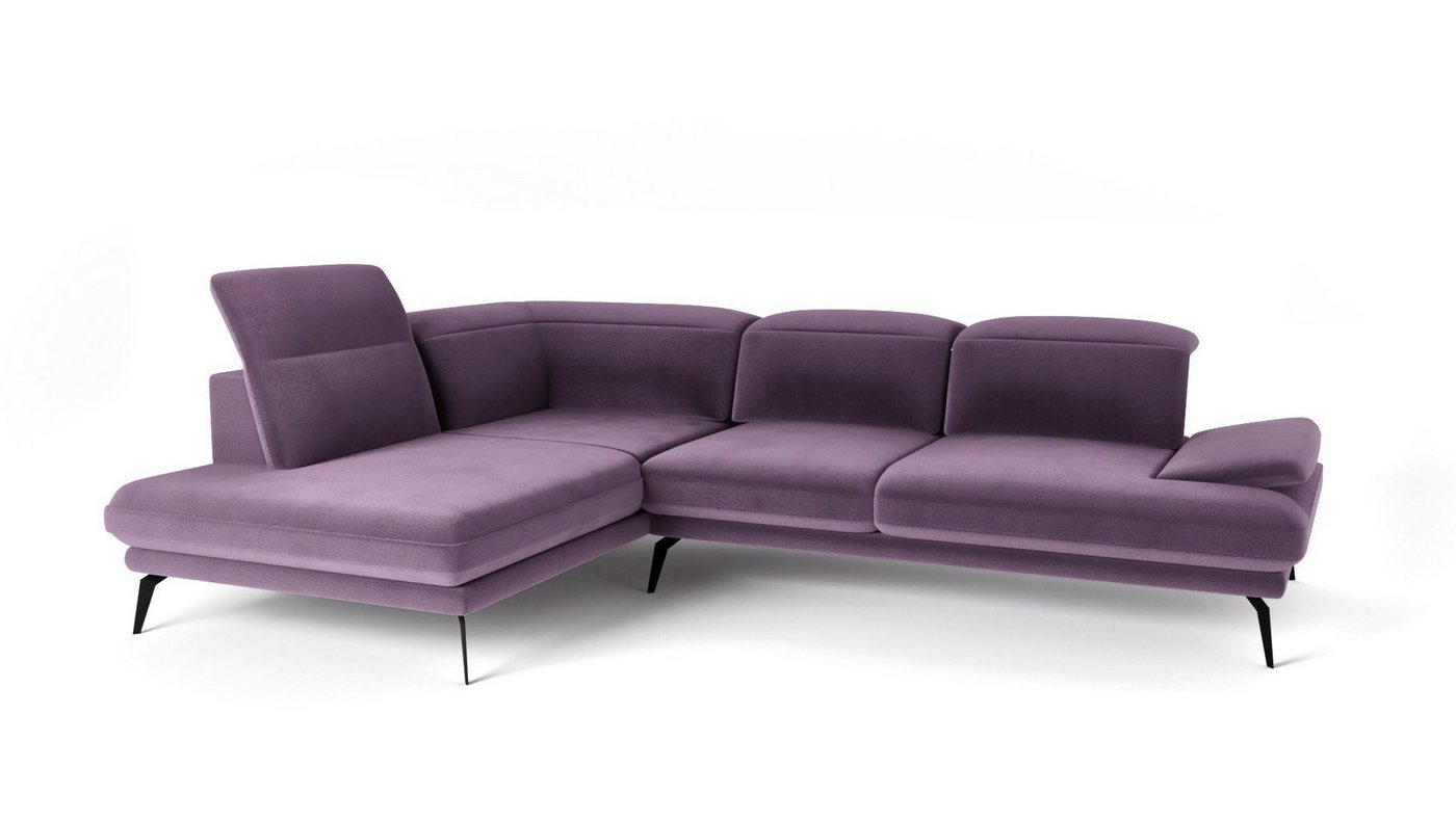 Siblo Ecksofa Elegantes Ecksofa Deli Plus auf hohen Beinen - Verstellbare Kopfstützen - modernes Ecksofa - Metallfüße von Siblo