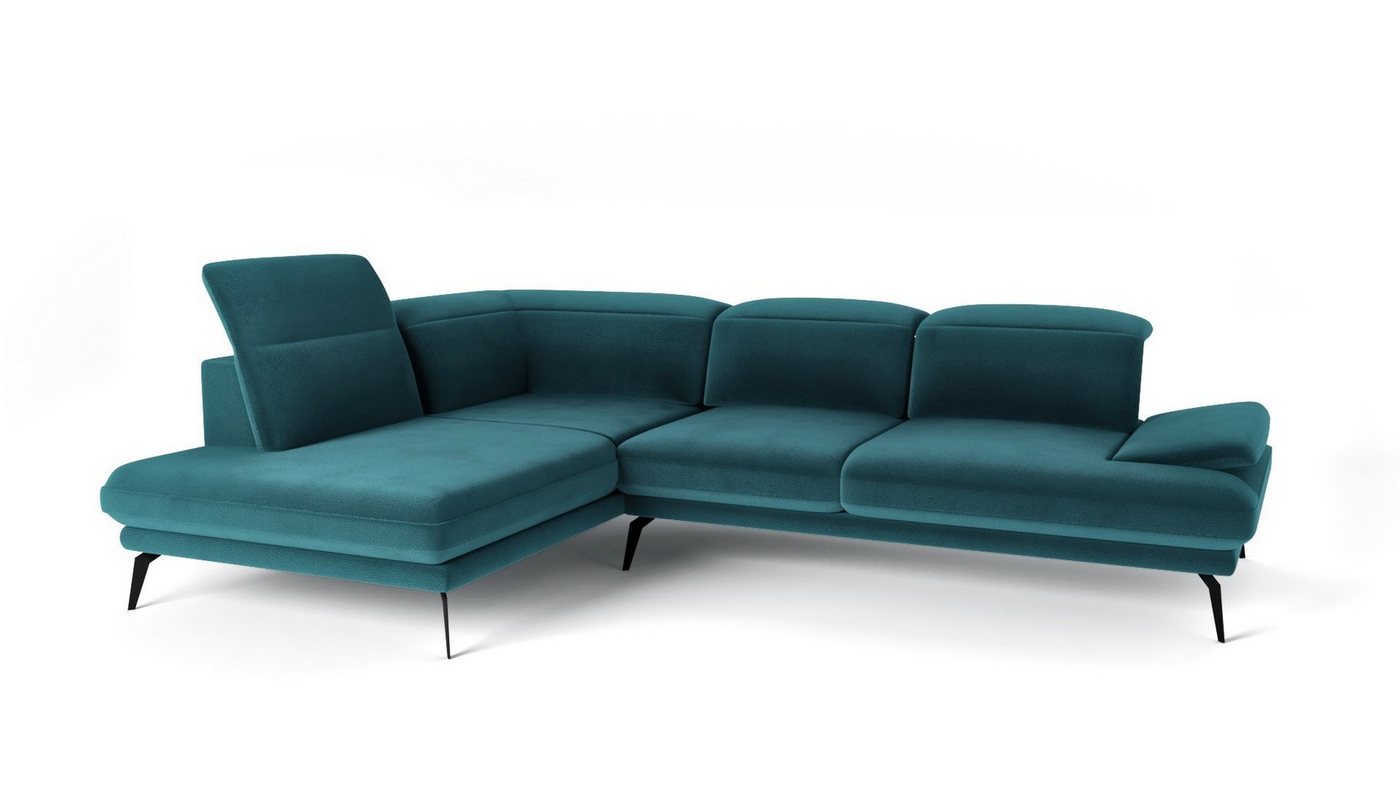 Siblo Ecksofa Elegantes Ecksofa Deli Plus auf hohen Beinen - Verstellbare Kopfstützen - modernes Ecksofa - Metallfüße von Siblo