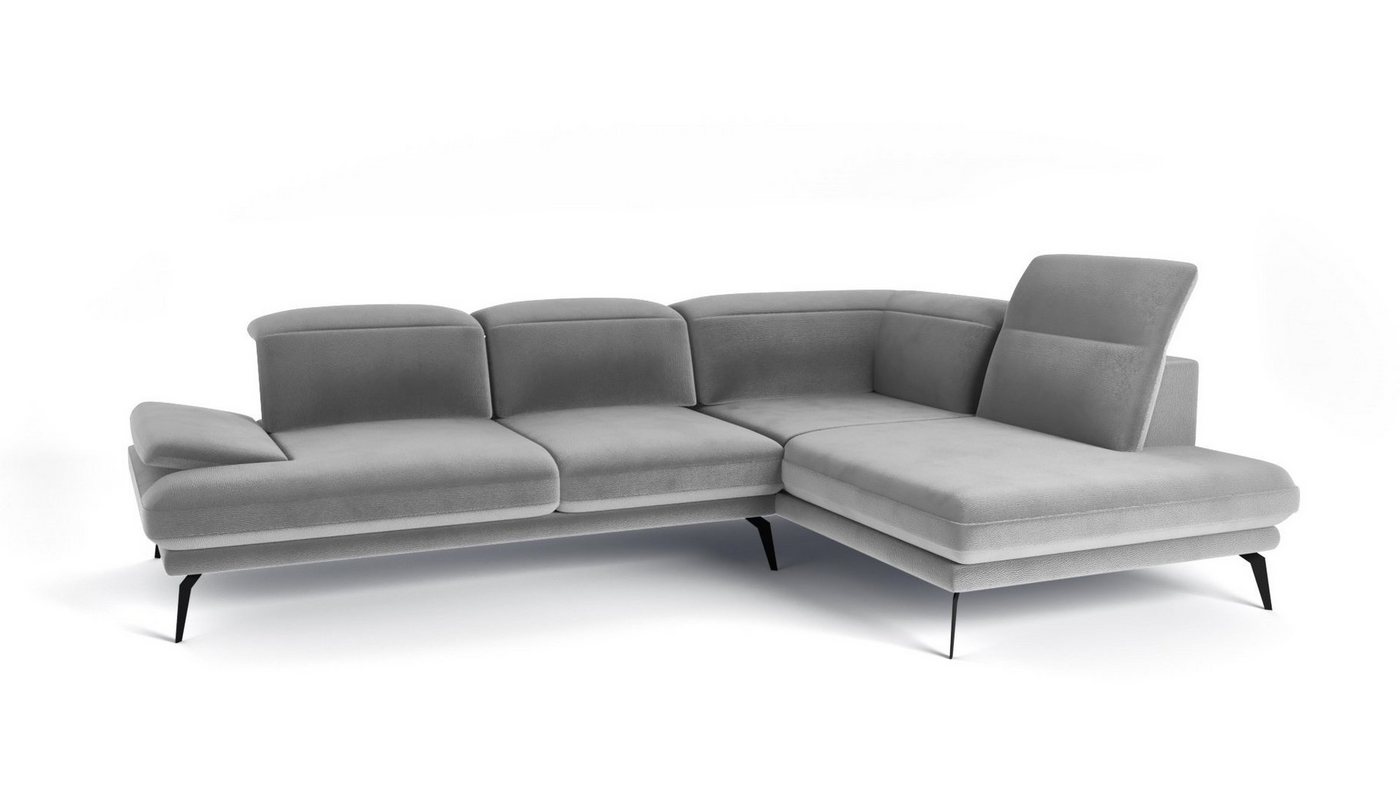 Siblo Ecksofa Elegantes Ecksofa Deli Plus auf hohen Beinen - Verstellbare Kopfstützen - modernes Ecksofa - Metallfüße von Siblo