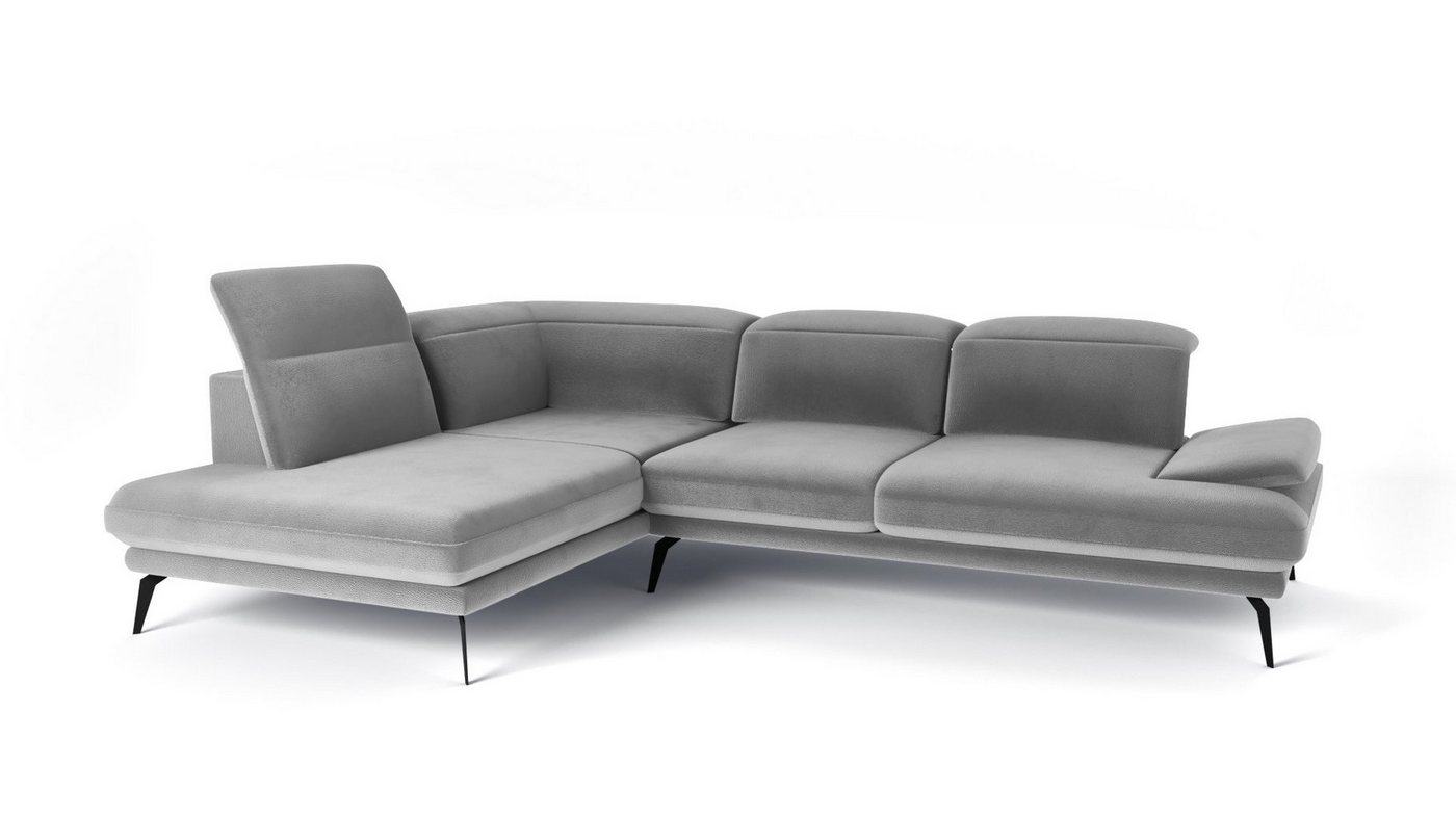 Siblo Ecksofa Elegantes Ecksofa Deli Plus auf hohen Beinen - Verstellbare Kopfstützen - modernes Ecksofa - Metallfüße von Siblo