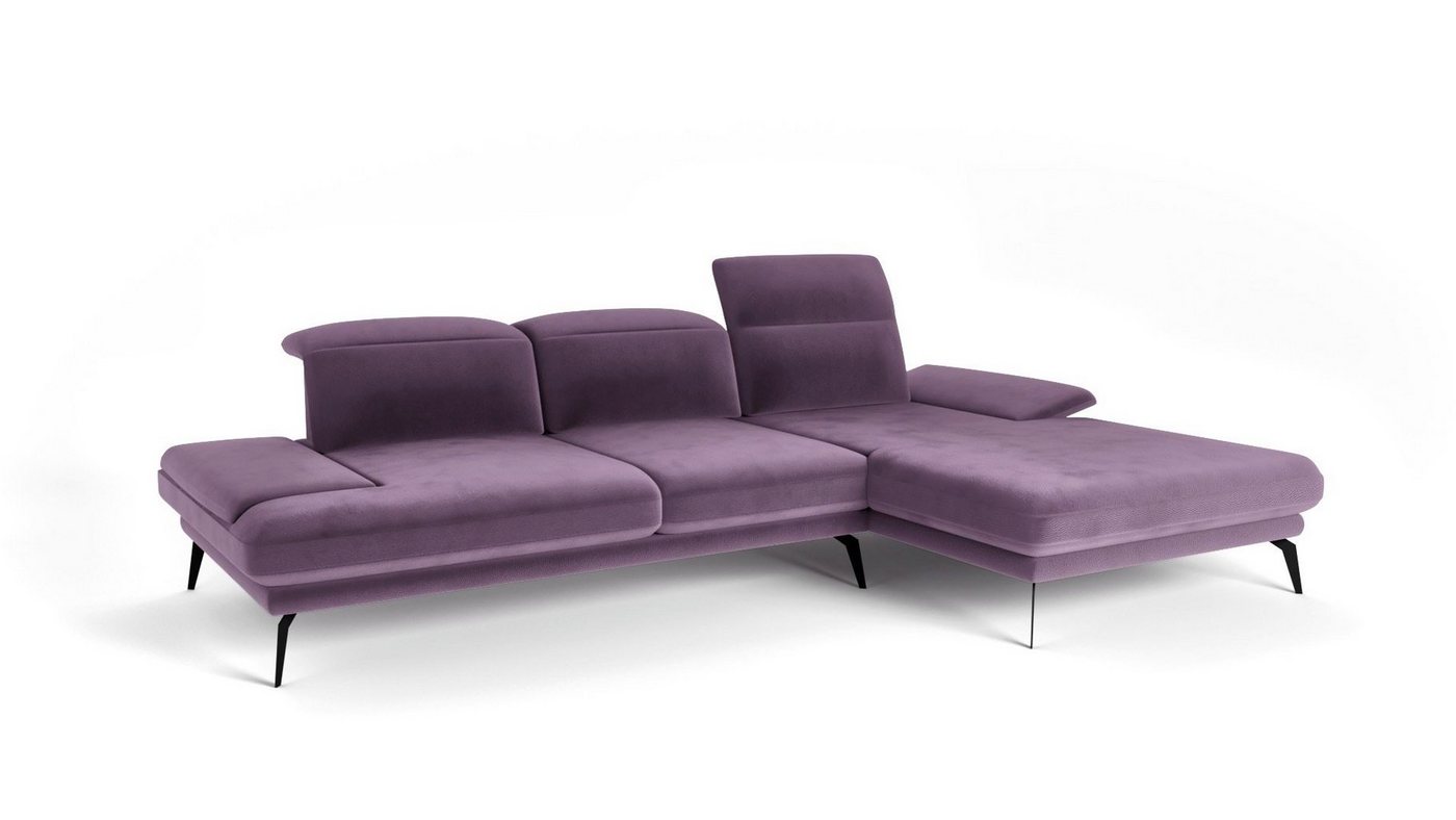 Siblo Ecksofa Elegantes Ecksofa Deli auf hohen Beinen - Verstellbare Kopfstützen und Armlehnen - modernes Ecksofa - Metallfüße von Siblo