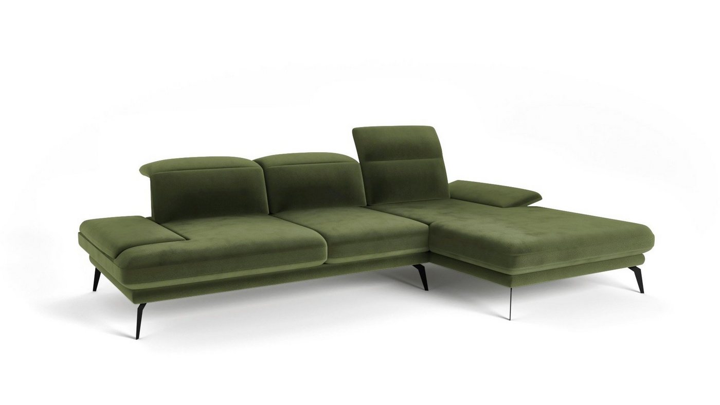 Siblo Ecksofa Elegantes Ecksofa Deli auf hohen Beinen - Verstellbare Kopfstützen und Armlehnen - modernes Ecksofa - Metallfüße von Siblo