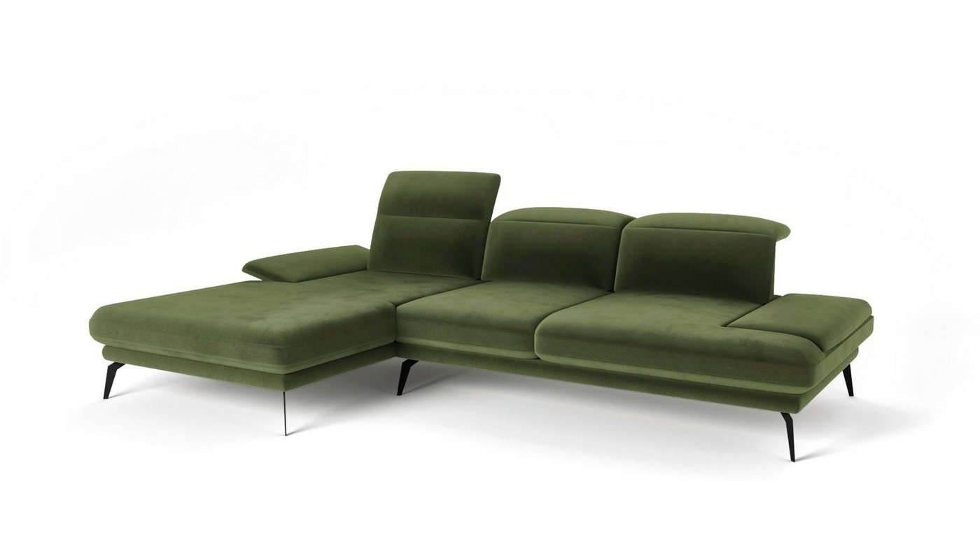 Siblo Ecksofa Elegantes Ecksofa Deli auf hohen Beinen - Verstellbare Kopfstützen und Armlehnen - modernes Ecksofa - Metallfüße von Siblo