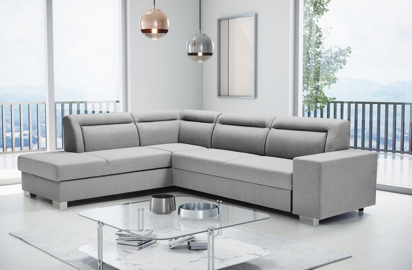 Siblo Ecksofa Großes, elegantes Ecksofa Tecla mit Schlaffunktion von Siblo