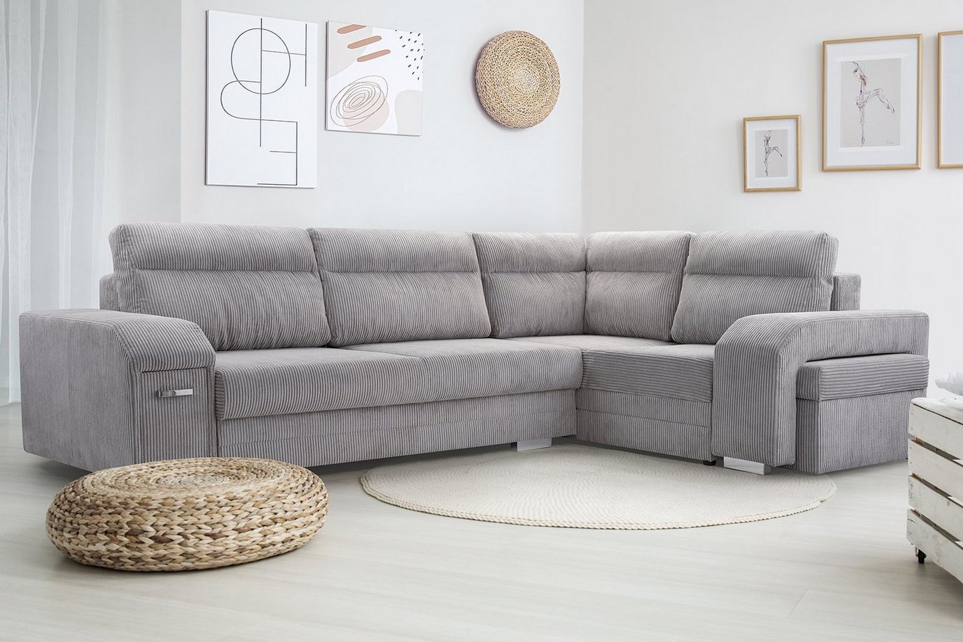 Siblo Ecksofa Großes modernes Ecksofa Anastasia mit Schlaffunktion von Siblo