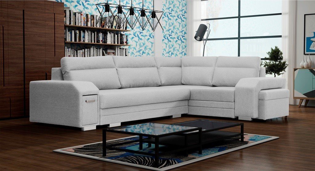 Siblo Ecksofa Großes modernes Ecksofa Anastasia mit Schlaffunktion von Siblo