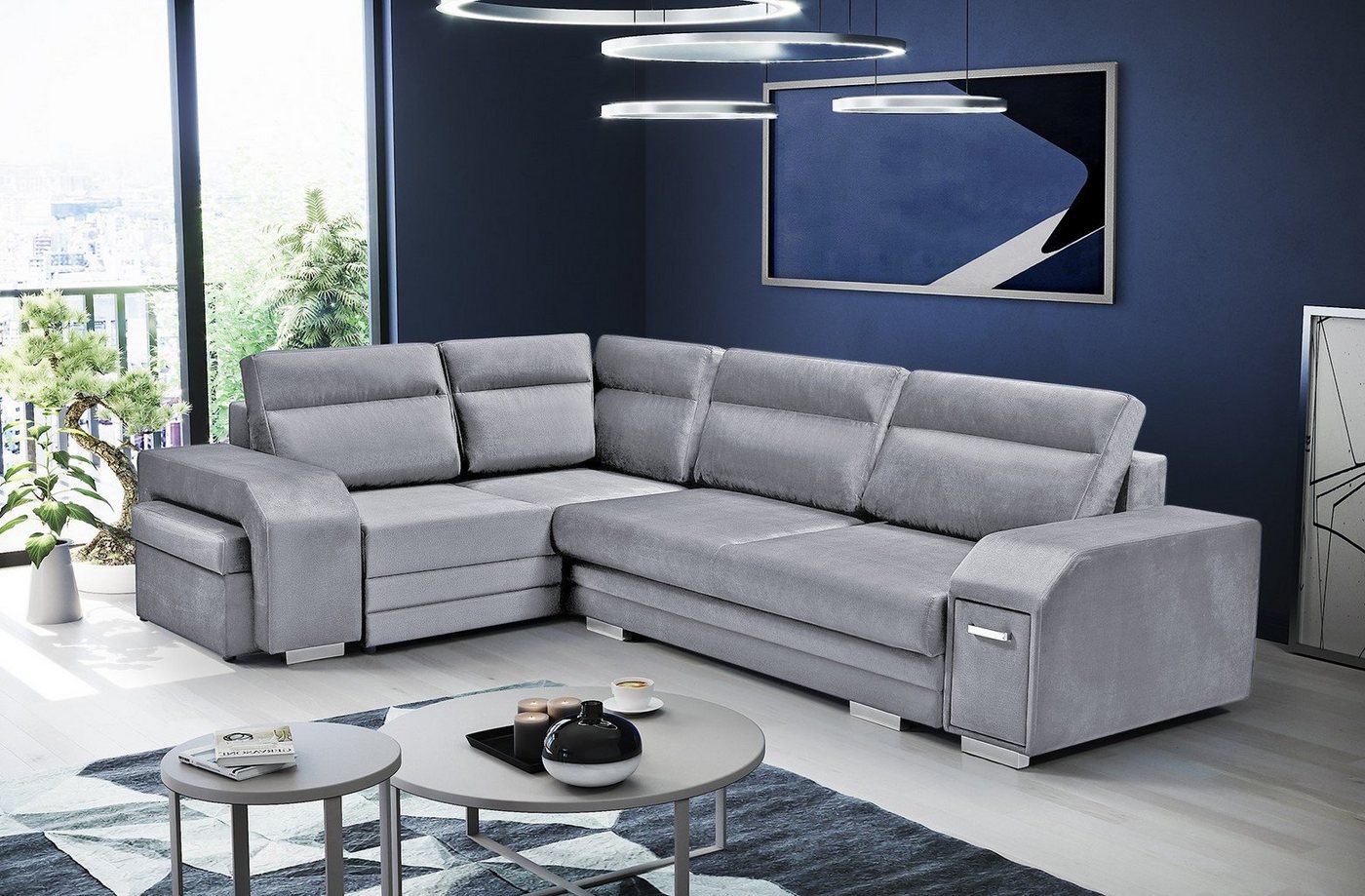 Siblo Ecksofa Großes modernes Ecksofa Anastasia mit Schlaffunktion von Siblo