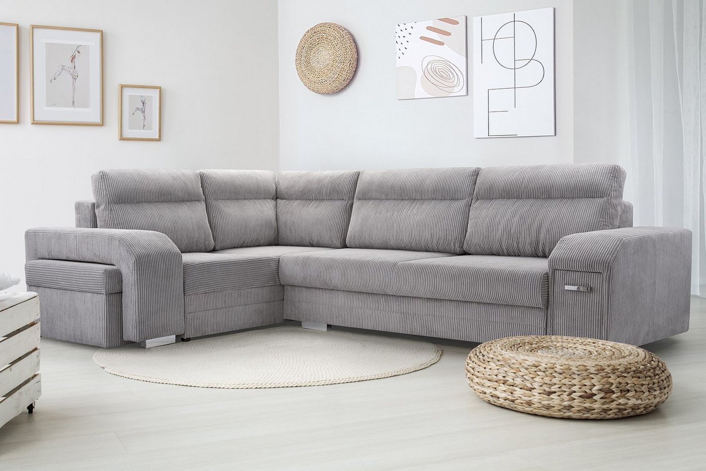 Siblo Ecksofa Großes modernes Ecksofa Anastasia mit Schlaffunktion von Siblo