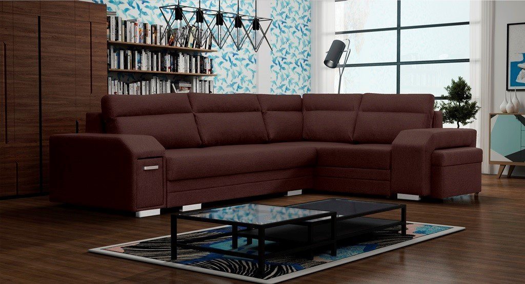 Siblo Ecksofa Großes modernes Ecksofa Anastasia mit Schlaffunktion von Siblo