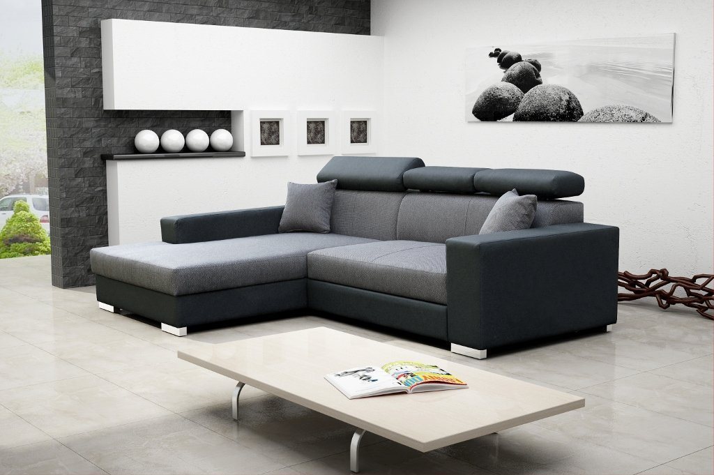 Siblo Ecksofa Großes modernes Ecksofa Anselmo mit Schlaffunktion von Siblo