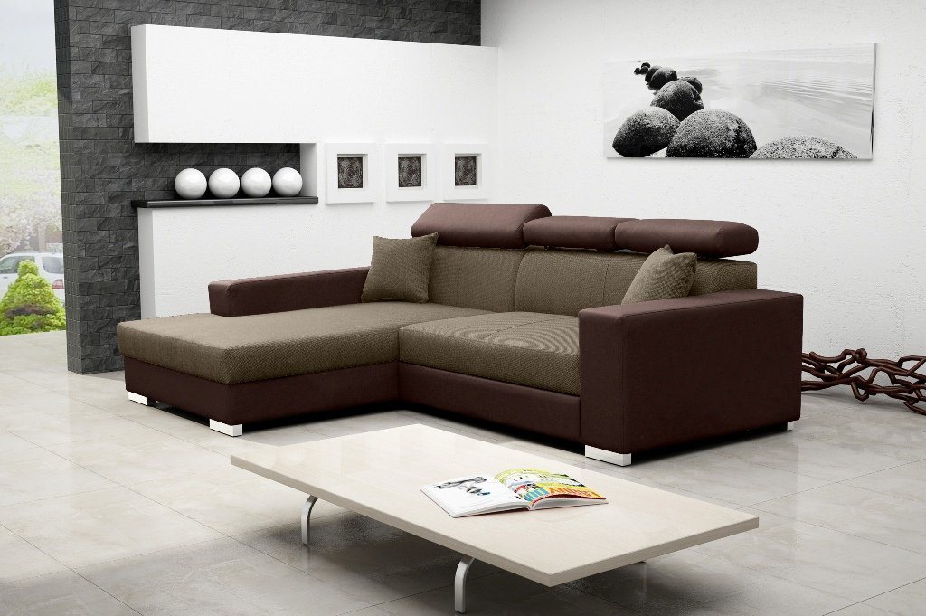 Siblo Ecksofa Großes modernes Ecksofa Anselmo mit Schlaffunktion von Siblo