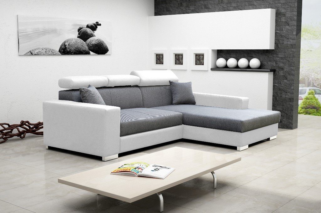 Siblo Ecksofa Großes modernes Ecksofa Anselmo mit Schlaffunktion von Siblo