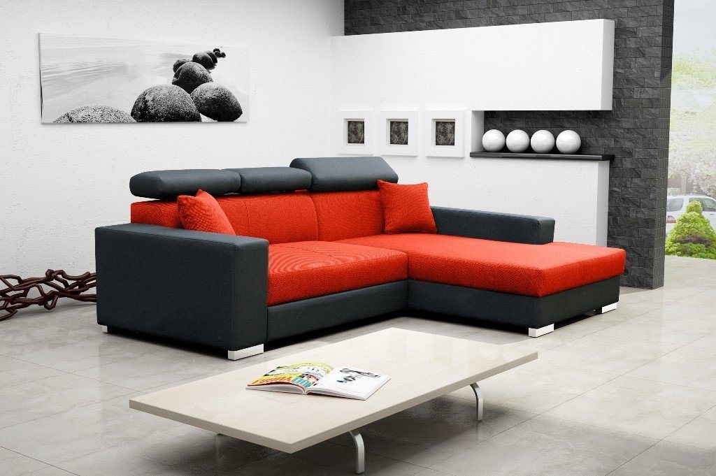 Siblo Ecksofa Großes modernes Ecksofa Anselmo mit Schlaffunktion von Siblo