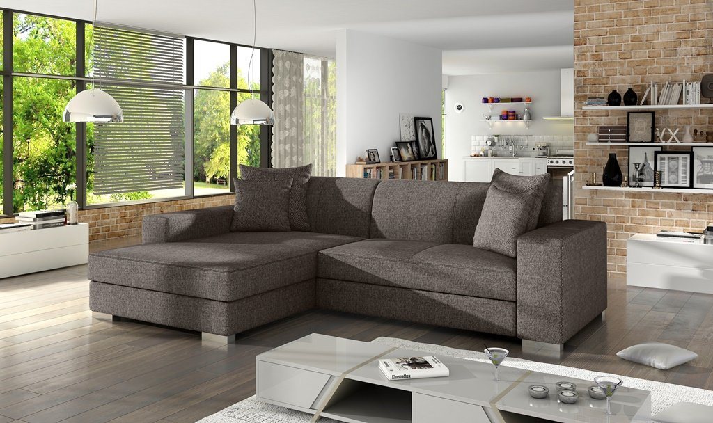 Siblo Ecksofa Klassisches Ecksofa Edvige mit Schlaffunktion von Siblo