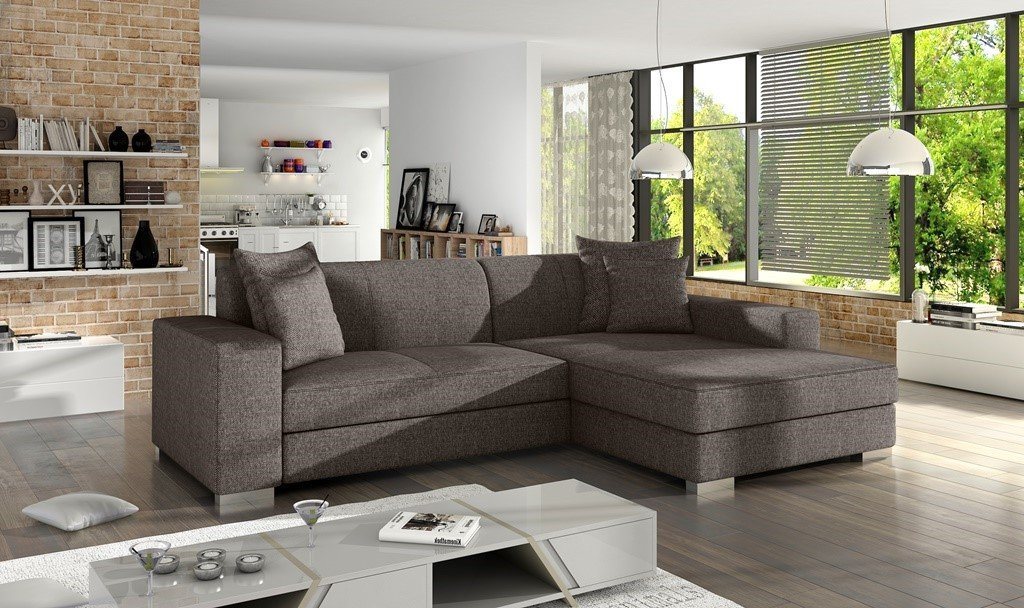 Siblo Ecksofa Klassisches Ecksofa Edvige mit Schlaffunktion von Siblo