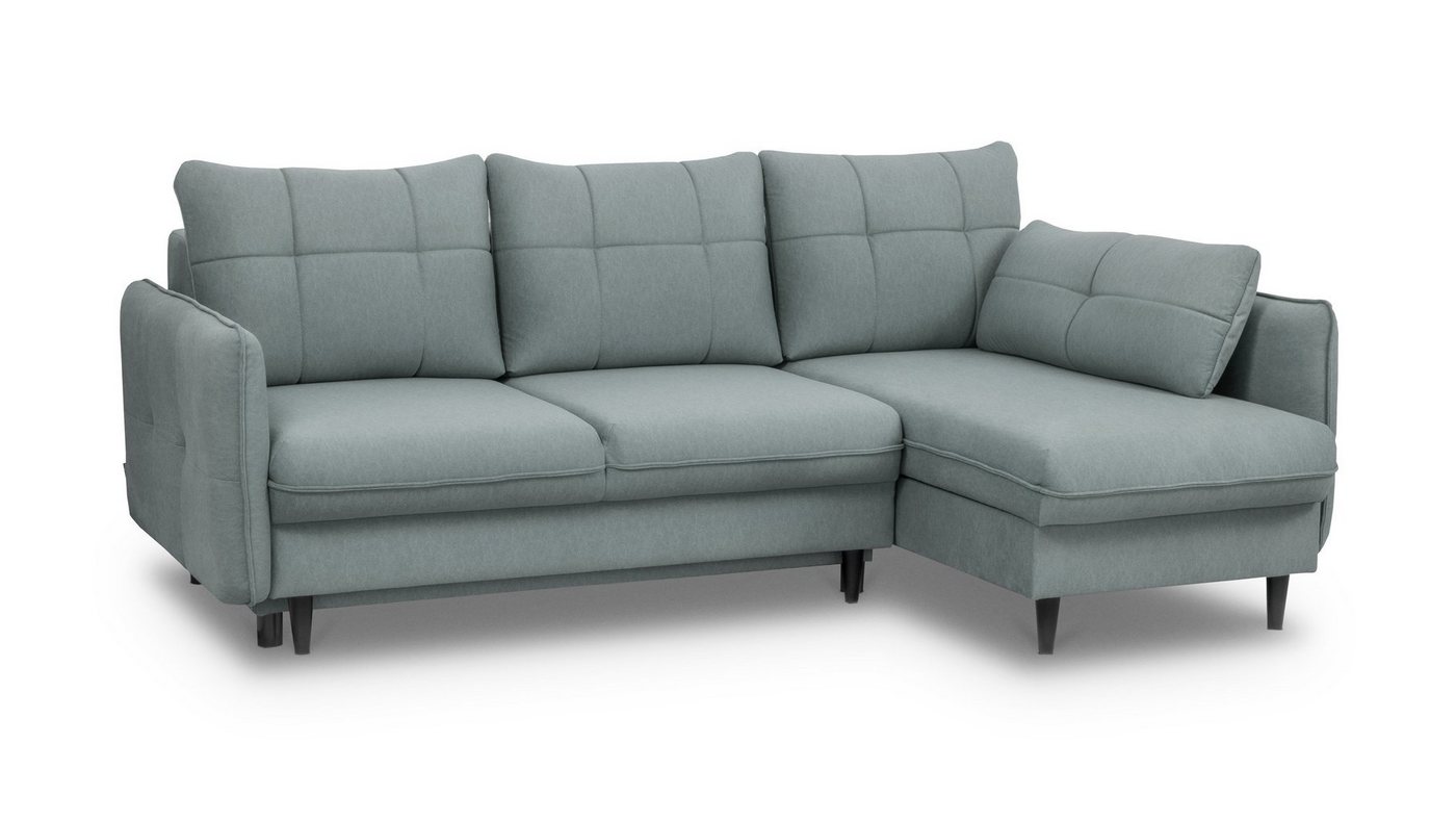 Siblo Ecksofa Modernes, ausklappbares Ecksofa Arria mit Schlaffunktion - bequemes Ecksofa - stilvolles Ecksofa - Bettzeugbehälter - Holzbeine - Wohnzimmer von Siblo