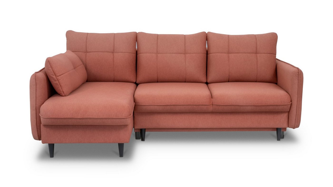 Siblo Ecksofa Modernes, ausklappbares Ecksofa Arria mit Schlaffunktion - bequemes Ecksofa - stilvolles Ecksofa - Bettzeugbehälter - Holzbeine - Wohnzimmer von Siblo