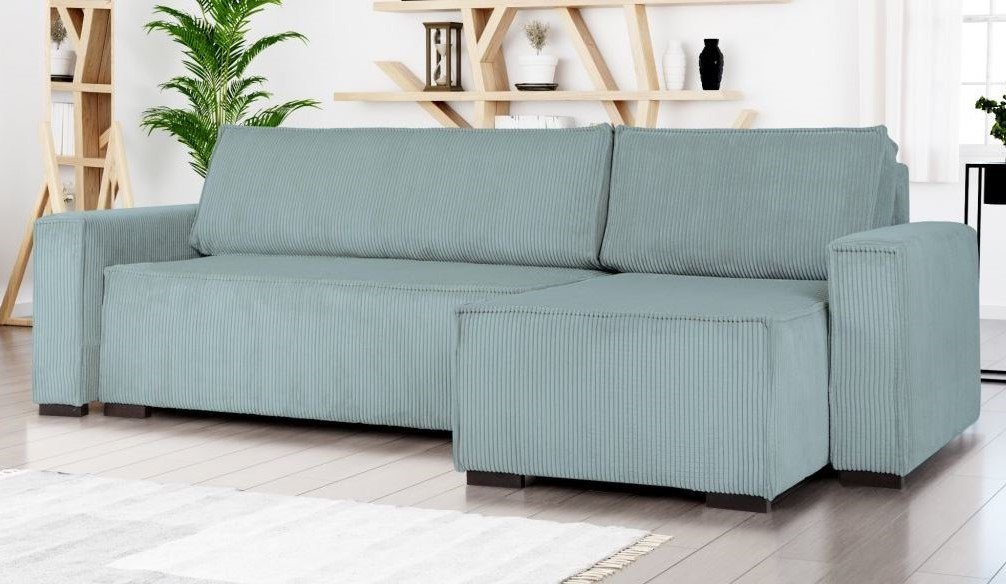 Siblo Ecksofa Modernes Ecksofa Anton mit Schlaffunktion - Bettzeugbehälter - ausklappbares Sofa von Siblo