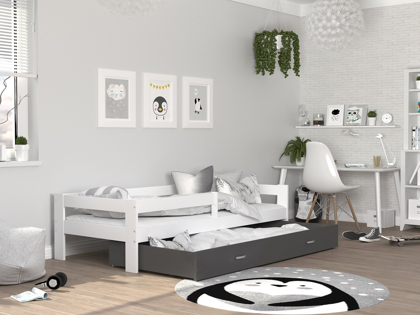 Siblo Einzelbett Amy (Flexibler Lattenrost, Schublade, Sicherheitsbarriere), Möbelplatte, Massivholz von Siblo
