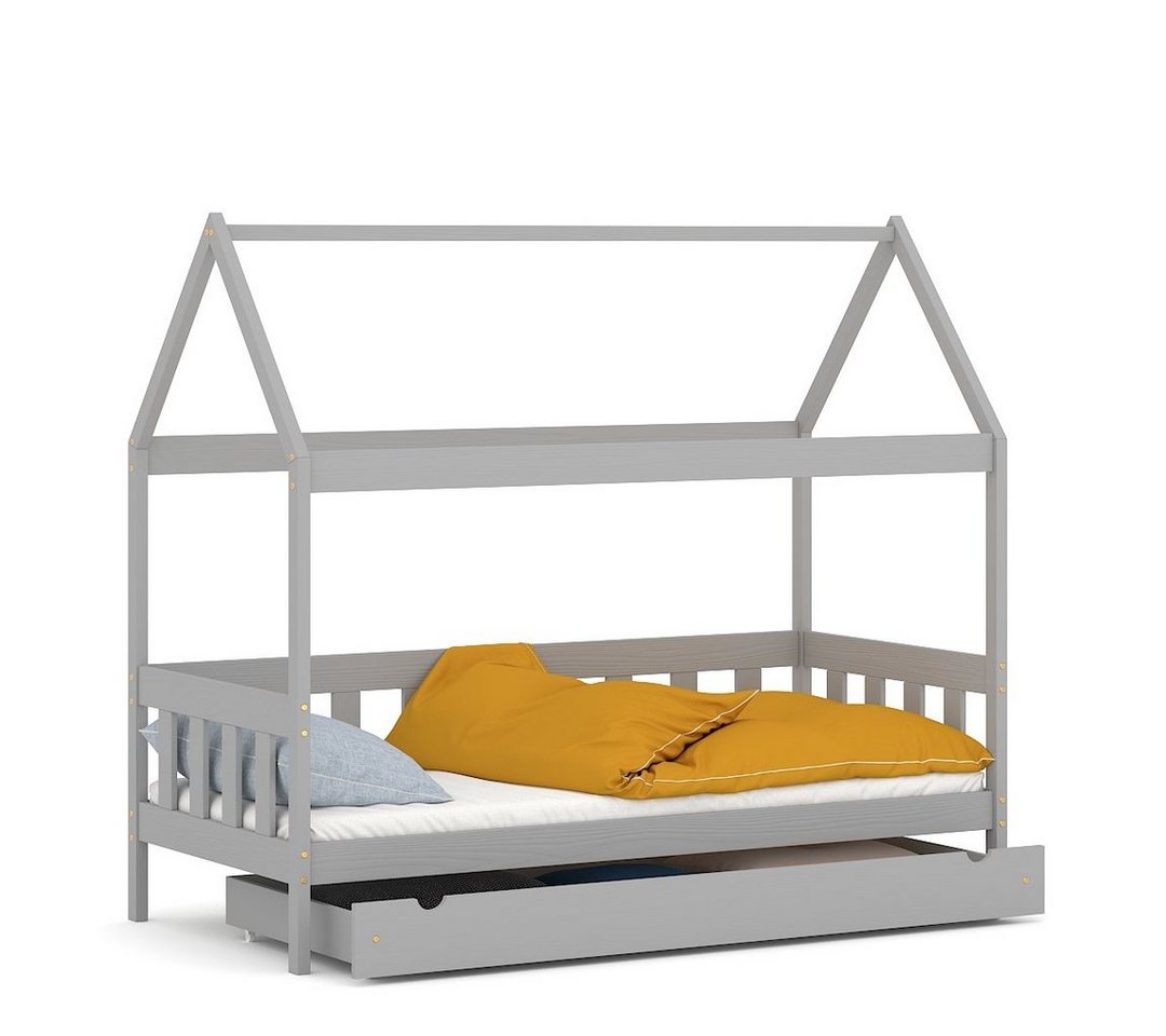 Siblo Einzelbett Einzelbett Haus Kacper mit Schublade - Hausbett - Kinderbetten - Einzelbetten - Kiefernholz - Kinderzimmer - viele Farben (Einzelbett Haus Kacper mit Schublade) von Siblo