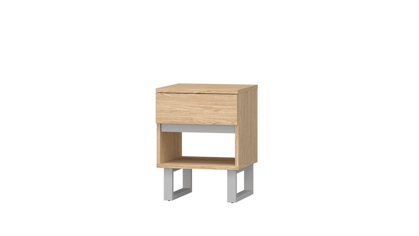 Siblo Nachttisch Moderner Nachttisch Clau P mit Schublade und Regal - Nachttische - skandinavischer Stil - Birkensperrholz - Eichenfurnier - Jugendzimmer - Schlafzimmer von Siblo
