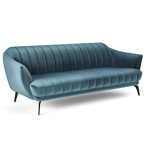 Siblo Sofa Tore 3 Kollektion - Modern Sofa mit Armlehnen - Elegante Couch - Wohnzimmer Möbel - Komfortables Polstersofa - Sofa 2-Sitzer - 217x96x82 cm - Blau von Siblo