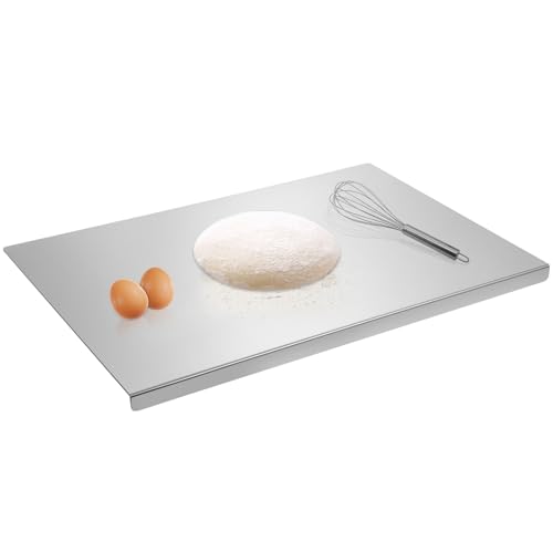 Sibosen Edelstahl Schneidebrett,60 x 40 cm Arbeitsplatte Knetbrett Metall Küchenbrett Spülmaschinenfest Für Kneten,Schneiden & Backen Küchenplatte mit Anschlagkante von Sibosen