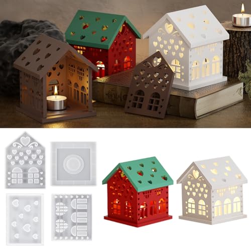 Silikonformen Gießformen Häuser Kerzenhalter, Haus Gips Zum Gießen, Giessformen Silikon, Weihnachten (A) von SicaHomy