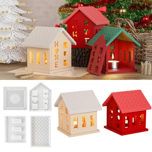 Silikonformen Gießformen Häuser Kerzenhalter, Haus Gips Zum Gießen, Silikon Gießform Kerzenhalter, Silikonform Weihnachten (B) von SicaHomy