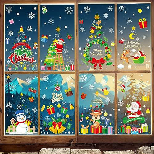 8 Blätter Fensterbilder Weihnachten,Selbstklebend Weihnachten fenstersticker, Fensterdeko Weihnachten Wiederverwendbare, PVC Weihnachtsfensterbilder Fensterbild Weihnachten Fenster Weihnachtsdeko von SicaHomy