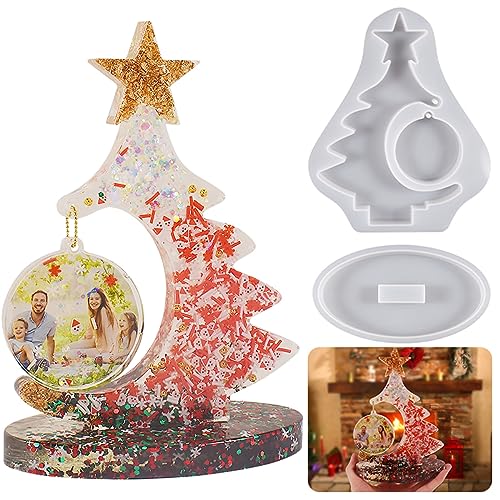 DIY Weihnachtsbaum Harz Formen Silikon Gießform Resin Silikonform mit Sockel Silikonform Epoxidharz Formen Weihnachten Deko für DIY Weihnachten Geburtstagsgeschenk Haus Dekoration von SicaHomy