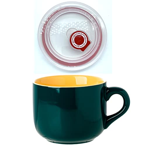 Sicaluya Große Haferflocken-Tasse aus Porzellan mit Deckel, 680 ml, breite Kaffeetasse, Frühstückstasse und Suppenschüssel, mikrowellen- und spülmaschinenfest, Keramiktasse für Milch, Tee, Obst, Eis Sicaluya Große Haferflocken-Tasse aus Porzellan mit Deckel, 680 ml, breite Kaffeetasse, Frühstückstasse und Suppenschüssel, mikrowellen- und spülmaschinenfest, Keramiktasse für Milch, Tee, Obst, Eis von Sicaluya