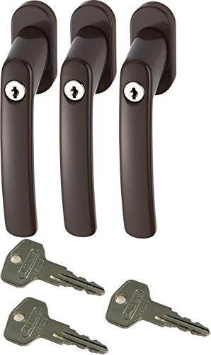 ABUS FG200 B SB abschließbarer Fenstergriff, braun im Set 3 Stück von ABUS